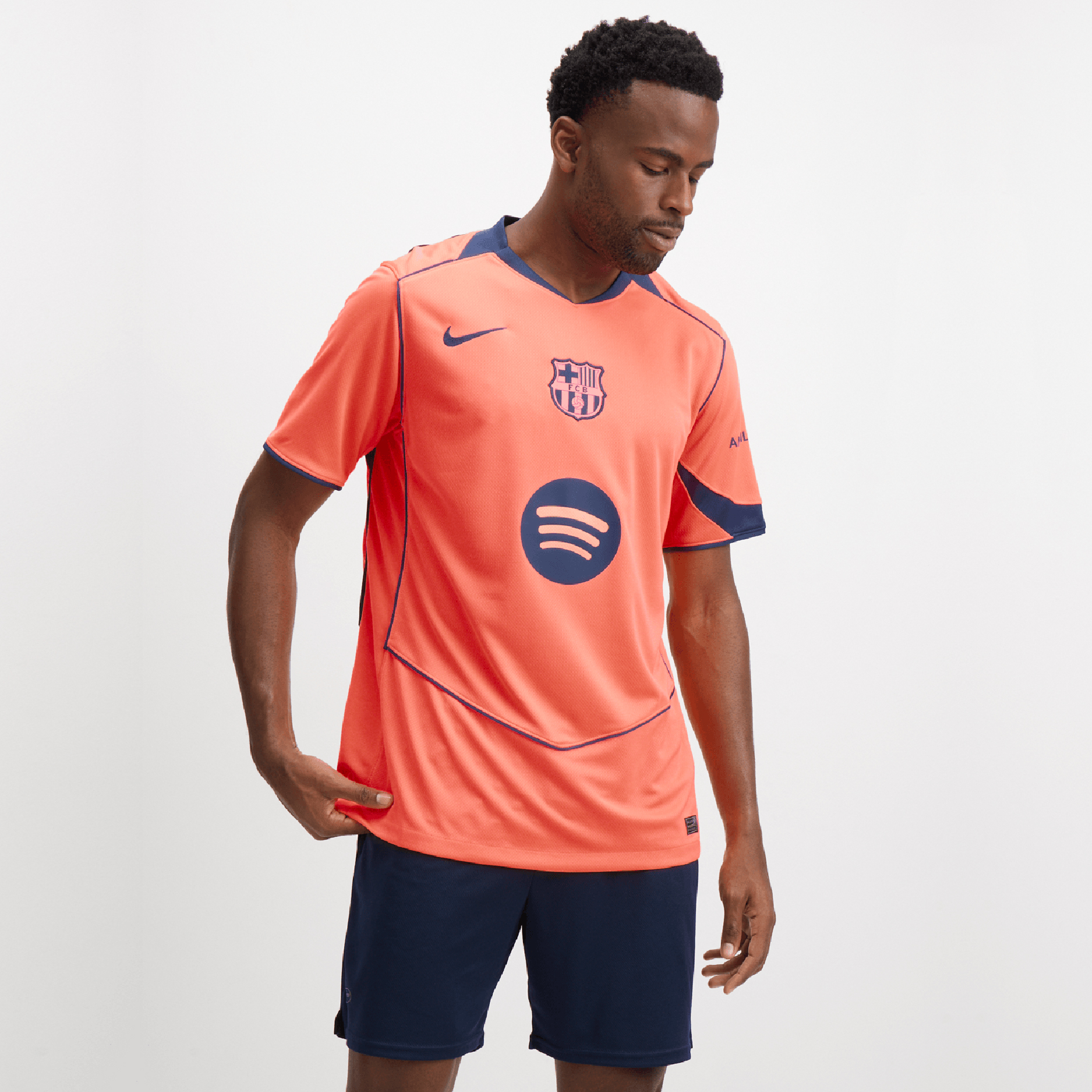 Nike Mens Barcelona 3rd 25/26 Mango/Navy Stadium Jersey